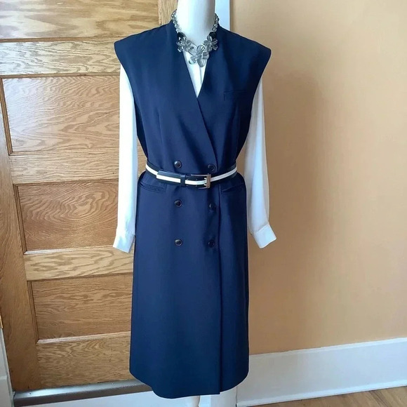 KENDI BOUTIQUE Navy Double Breasted Blazer Dress Size M - Picture 2 of 16